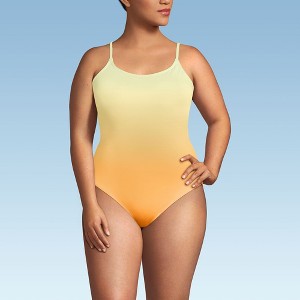 Lands' End Women's Chlorine Resistant Scoop Neck High Leg Tugless Tank Thin Strap One Piece Swimsuit Adjustable - 1 of 3