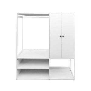 TIRAMISUBEST Wardrobe Closet - Mobile Lateral Filing Cabinet Locking Wheels Adjustable Shelf - 1 of 4
