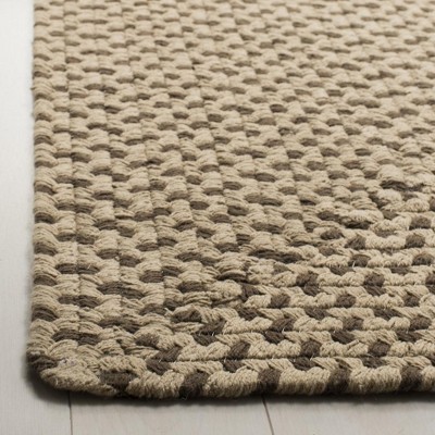 Beige and Brown Braided Cotton Reversible Area Rug 9' x 12'