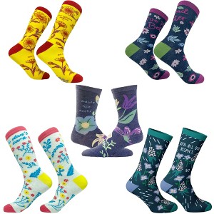 Crazy Dog T-Shirts Womens Cute Floral Socks Bundle 5 Pack Socks With Funny Graphics For Ladies - 1 of 4