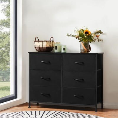 RISOKEYS Classic Wide Fabric Closet Dresser,with Storage Drawers, Chests Organizer,TV Stand with Metal Frame for Clothes,Living Room,Hallway