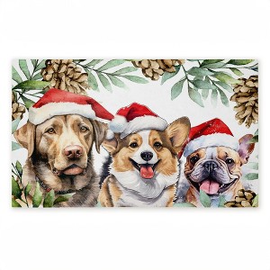 Stupell Industries Three Christmas Hat Dogs Printed Outdoor Door Mat, design by Kim Allen, 18"x30" - 1 of 4