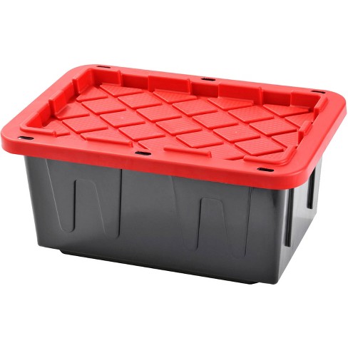 Homz Durabilt Heavy Duty 27 Gallon Plastic Organizer Storage Bin Tote (2 Pack)