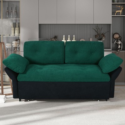 NicBex Queen Size Convertible Sofa Bed Loveseat Couch with Thicked Cushions & Side Storage,Color Blocking Sleeper Sofa for Living Room,Bedroom