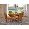 5 Piece Dinette Set - Oval Table & 4 Chairs - Saddle Brown Dining Room Set - 2 of 4
