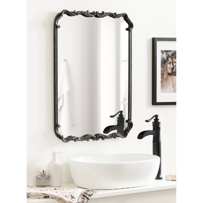Brazelton 20"x27" Ornate Black Rectangular Wall Mirror