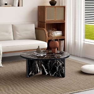 Versatile MDF Black Round Coffee Table for Various Interior Styles, Exhibiting Modern Minimalism and Nordic Charm - 1 of 4