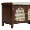PAGED Storage Bench Modern Wooden Shoe Bench with Drawers, Adjustable Shelves, Rattan Doors and Cushion for Mudroom, Entryway - 4 of 4