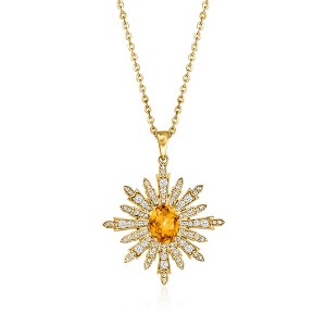 Ross-Simons 1.85 Carat Citrine and .87 ct. t.w. White Topaz Starburst Pendant Necklace in 18kt Gold Over Sterling Size 18 - 1 of 4