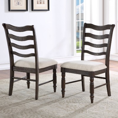 Hutchins Washed Espresso 9-Piece Dining Set with Ladder Back Chairs