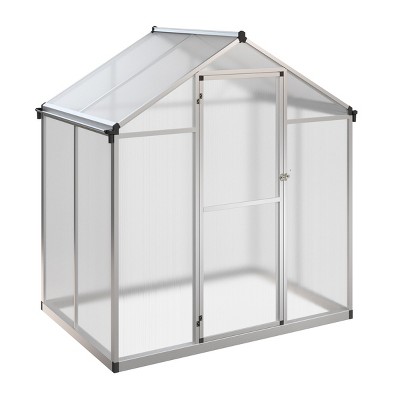 4ft x 6ft Aluminum Frame Walk-In Greenhouse with Polycarbonate Panels