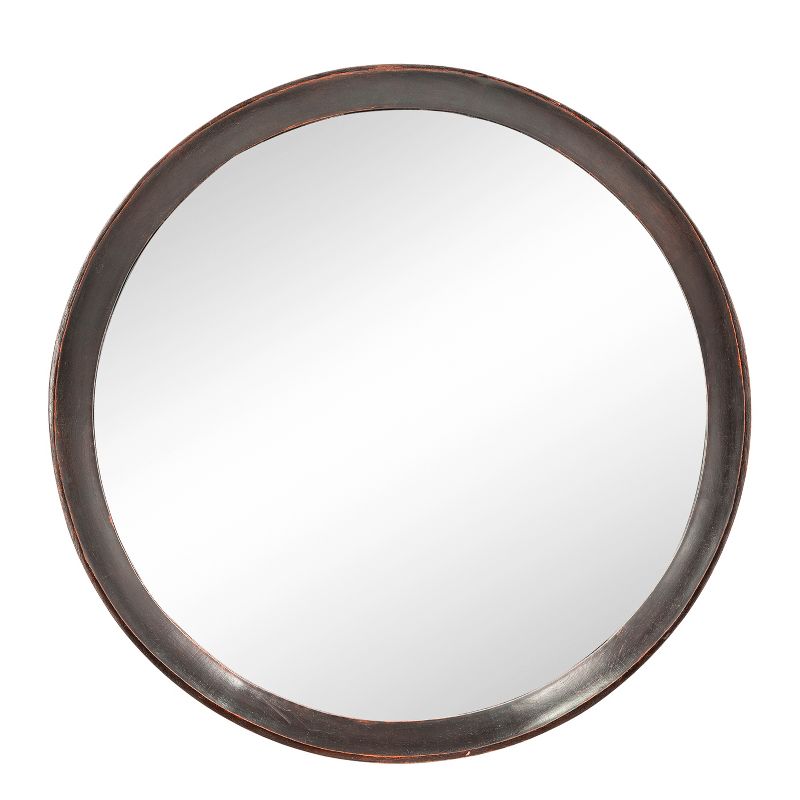 Cerys 20 inch Round Wood Mirror,Transitional Decor Style Mango Wood Wall Mirror,Features Clean Silhouette Solid Wood Frame-The Pop Home, 5 of 10