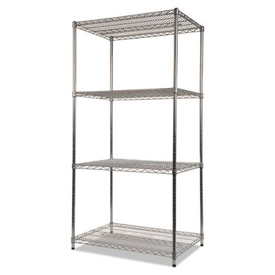 Versatile Silver Wire 4-Shelf Unit for Industrial & Commercial Use, 36x24x72