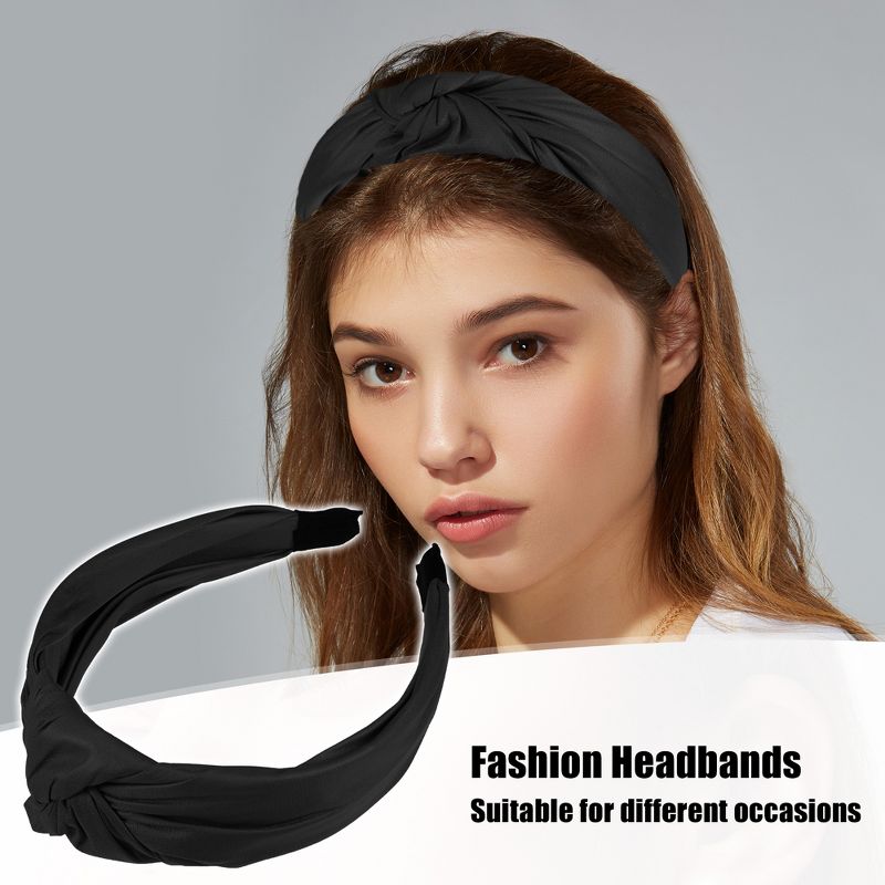 Unique Bargains Women's Faux Leather Knotted Headband 1.57 Inch Wide 1 Pc, 2 of 7