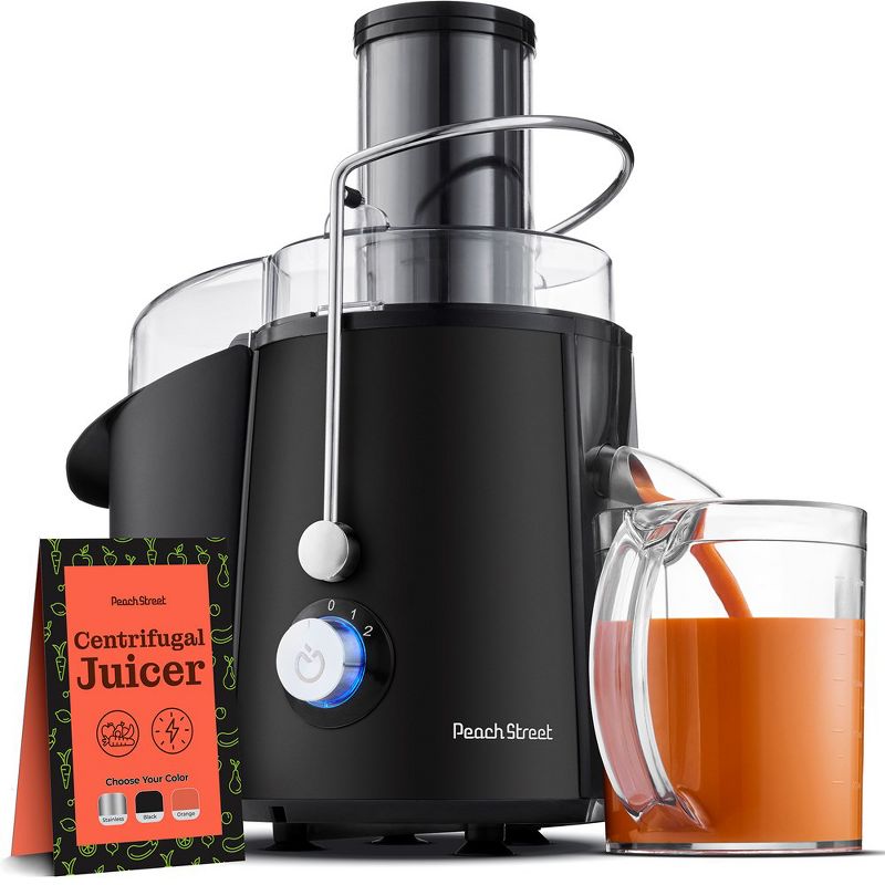 Peach Street Centrifugal Juicer 700W Extractor Machine, Wide Feeder for Whole Fruits, Vegetable, with Micro-Mesh Filter Easy to Clean, Stainless Steel, 1 of 9