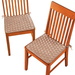Collections Etc Solid Color Quilted Chair Pads - Set of 2 - 1 of 3