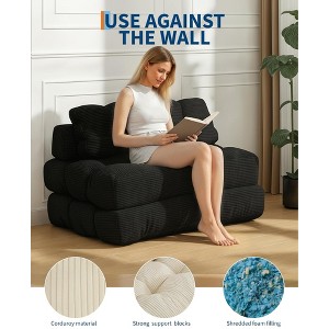 3-in-1 Folding Convertible Sofa Bed with Pillow Foldable Matress with Back Support, Comfy Portable Sleeper Chair Floor Sofa Lounge - 1 of 4