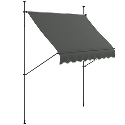 Outsunny Freestanding Retractable Awning, Non-screw Patio Awning With ...