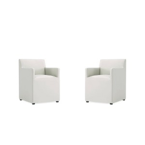 Set of 2 Anna Modern Square Faux Leather Dining Armchairs - Manhattan Comfort - 1 of 4