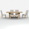 Farmhouse 6-Piece Extendable Dining Table Set with Bench and 4 Upholstered Chairs, 78.1" Rubberwood Kitchen Table with Trestle Legs - 4 of 4