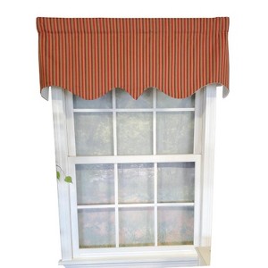 RLF Home Roman Stripe Regal 3" Rod Pocket Lining Luxurious and Elegant Window Treatment Valance 50" x 17" Orange - 1 of 4