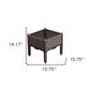 HomeRoots 16" X 16" Dark Brown Heavy Duty Plastic Square Self Watering Raised Garden Bed - 3 of 4