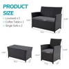 Rbied 4-Piece Wicker Couch Outdoor Sofa Sectional Set with Blue Washable Cushions - 2 of 4
