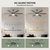 Siljoy 52-in Gray Ceiling Fan with Grey or Oak Color Blades Ceiling Fan With Light - Remote Included - 3 of 4