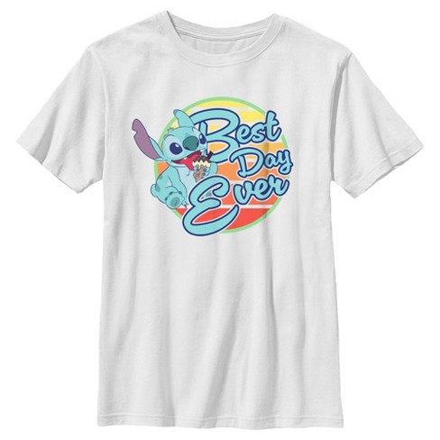 Boy's Lilo & Stitch Best Day Ever Stitch T-shirt - White - Large : Target