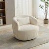 Akoasm 34.25 Inch 360 Degree Soft Accent Lounge Swivel Barrel Chair With Pillow For Living Room, Office & Bedroom-Ivory - 3 of 4