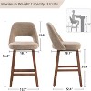 YOUNIKE Counter Height Bar Stool 26 Inch Modern Farmhouse Barstools with Solid Wood Legs Upholstered Bar Height Chair Boucle Fabric - 3 of 4