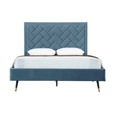 Manhattan Comfort Crosby Modern Velvet Upholstered Bed