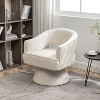 SEYNAR Modren Velvet Living Room Swivel Arm Barrel Chair with Tufted Back - 2 of 4