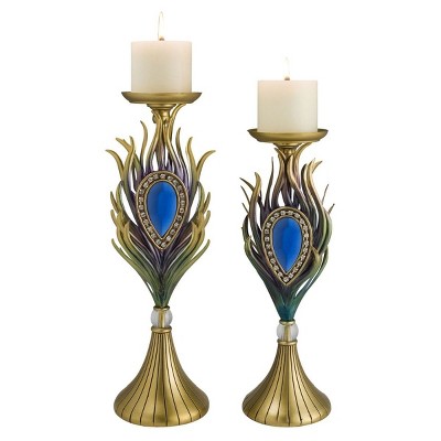 Ok Lighting Peacock Plume Candleholder Set