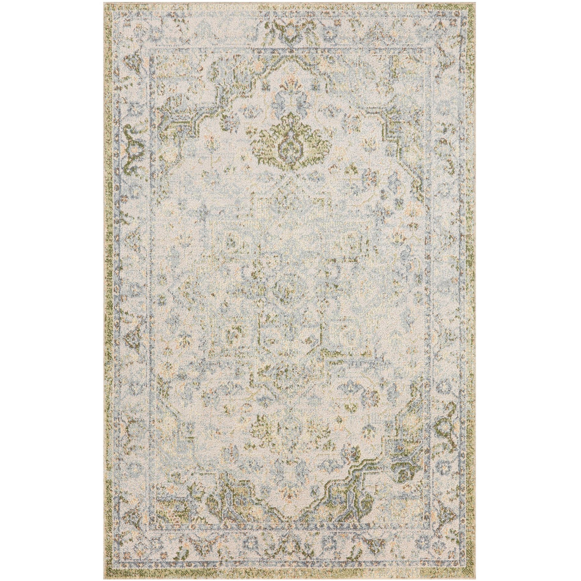 Nourison Astra Machine Washable 2'2" x 4' Blue Green Vintage Indoor Flatweave Rug