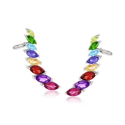 Ross-Simons 3.40 ct. t.w. Multi-Gemstone Ear Climbers in Sterling Silver