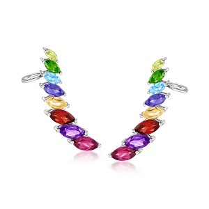 Ross-Simons 3.40 ct. t.w. Multi-Gemstone Ear Climbers in Sterling Silver - 1 of 3