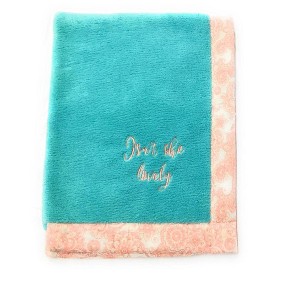 Bacati - Paisley Coral/Aqua Aqua Isn't She Lovely Embroidered Blanket - 1 of 4