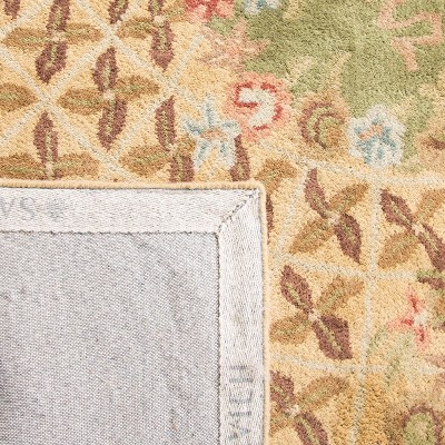 Taupe and Light Green Hand-Tufted Wool Area Rug