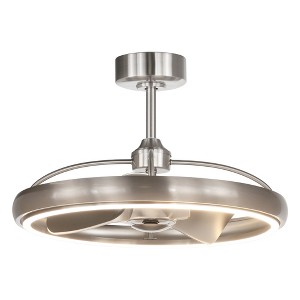 Parrot Uncle  27.5" Brushed Nickel Integrated LED Indoor 6-Speed Caged Ceiling Fan, Modern - 1 of 4