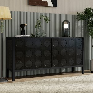 Stylish Storage Cabinet Sideboard Wooden Cabinet with Unique Geometric Circle Door Design,Suitable for Study Rooms ,Entrance and Living Room(Black) - 1 of 1
