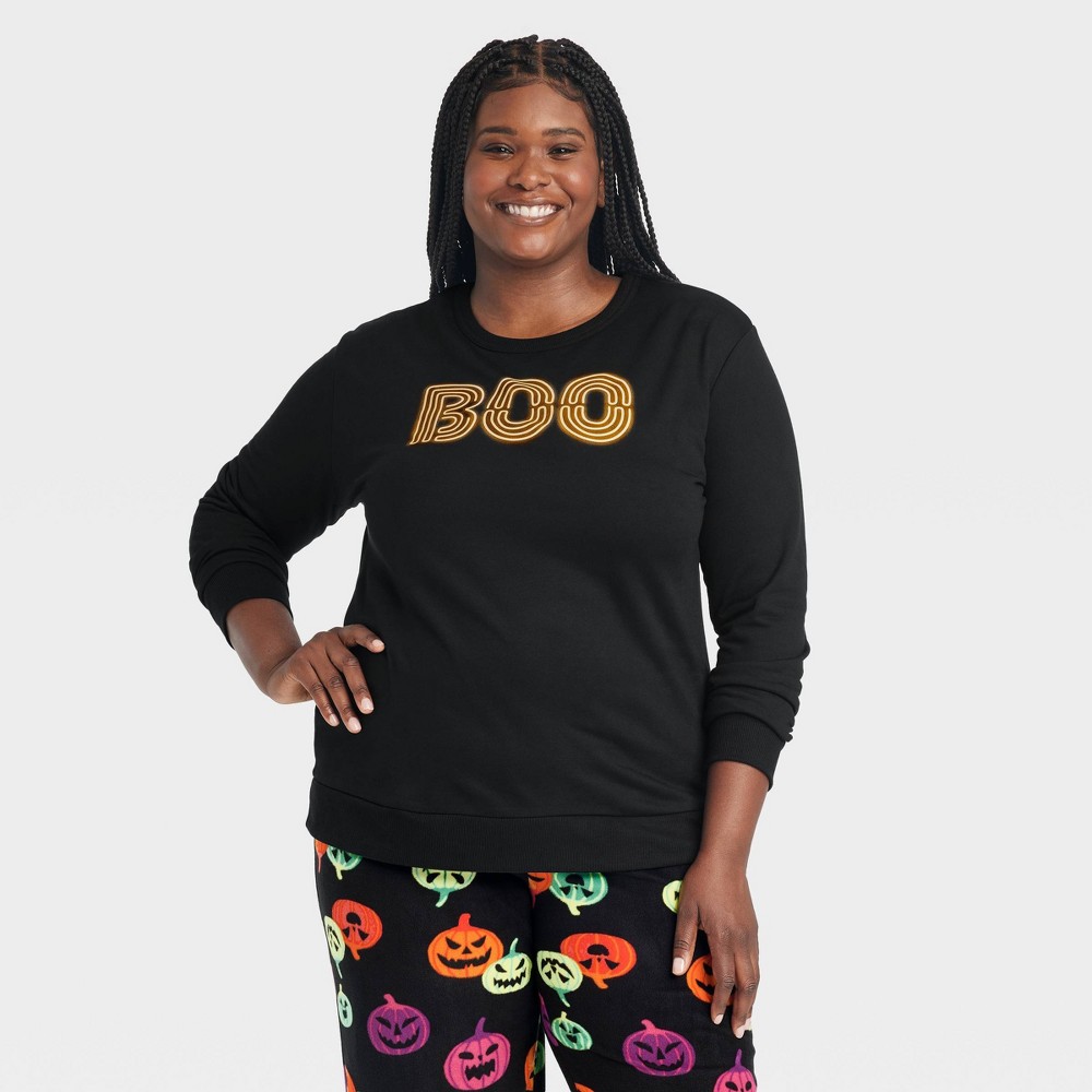 Photos - Other Textiles Women's "BOO" Glow-in-the-Dark Halloween Matching Family Pajama Sweatshirt