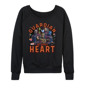 Women's - Marvel - Guardian Of Your Heart Valentine Lightweight French Terry Wide Neck Long Sleeve Shirt - 1 of 4