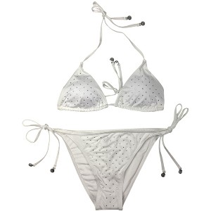 Bebe Womens' 2-Piece Rhinestone Triangle or Bandeau Bikini Swimsuit Sets - 1 of 4