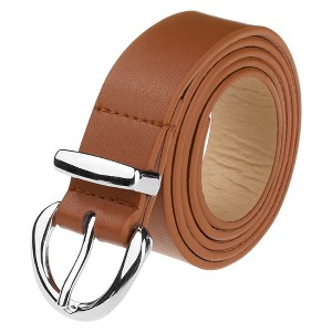 INSPIRE CHIC Women Faux Leather 1.0" Wide Waist Belts with Silver Buckle for Jeans Pants Dresses - 1 of 4