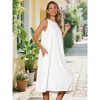 INSPIRE CHIC Women's Linen Sleeveless Crew Neck Shift with Pockets Casual Midi Dress - 3 of 4