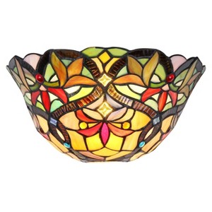 Chloe Lighting Fern Tiffany-Style 1 Light Victorian Indoor Wall Sconce 12"Wide - 1 of 3