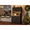 Pantry Cabinet with Charging Station, Kitchen Pantry Storage Cabinet with Microwave Stand, 3 Drawers and Adjust Shelves - 3 of 4