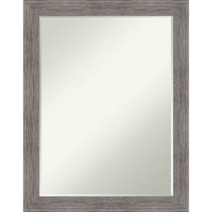 Amanti Art Pinstripe Plank Grey Narrow Petite Bevel Bathroom Wall Mirror 27.5 x 21.5 in. - 1 of 4