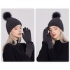 Anna-Kaci Knit Beanie and Touchscreen Gloves 2-Piece Winter Accessory Set with Ribbed Cuff Design and Fluffy Pom Pom Detail - 2 of 3